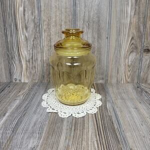 Vintage Bubble Canister, Amber Glass, Apothecary Jar Small Sz